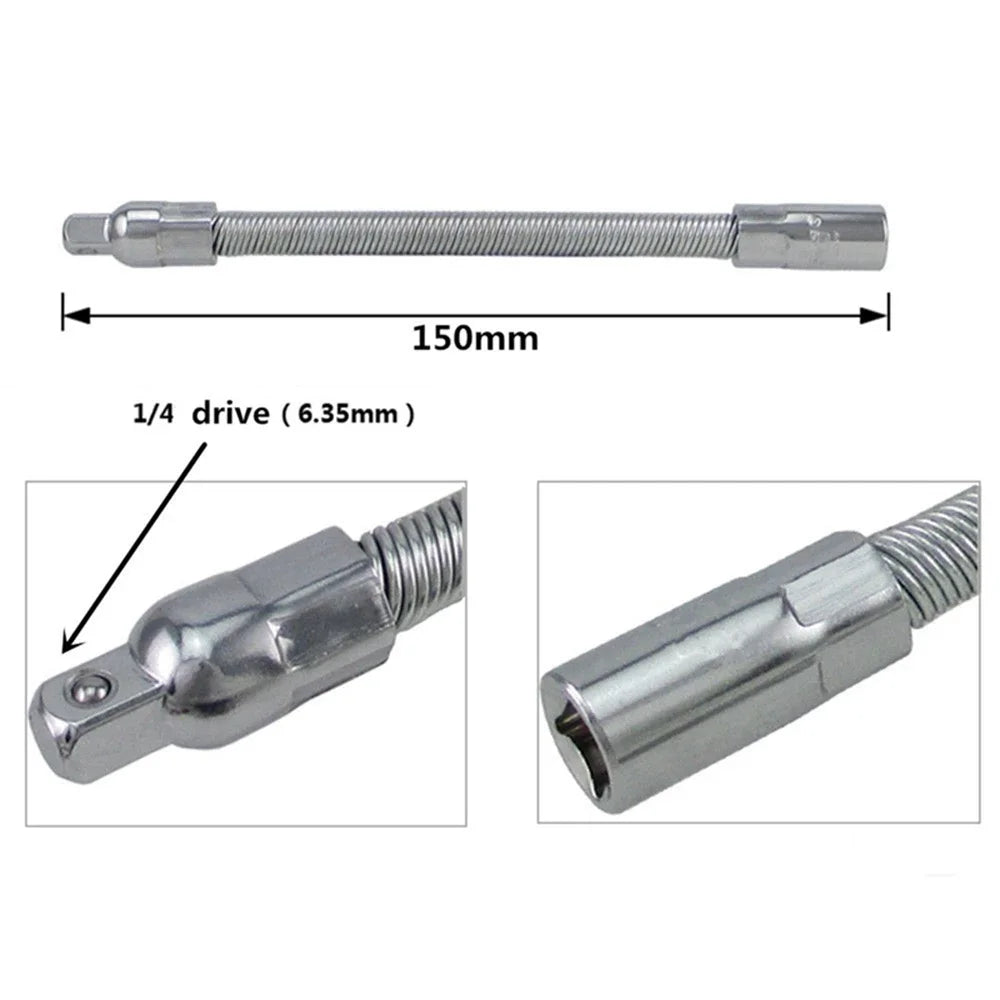 Extension Flexible Cliquet 150mm 1/4" 6.3mm Rallonge Articulée Douille Tournevis Bricolage