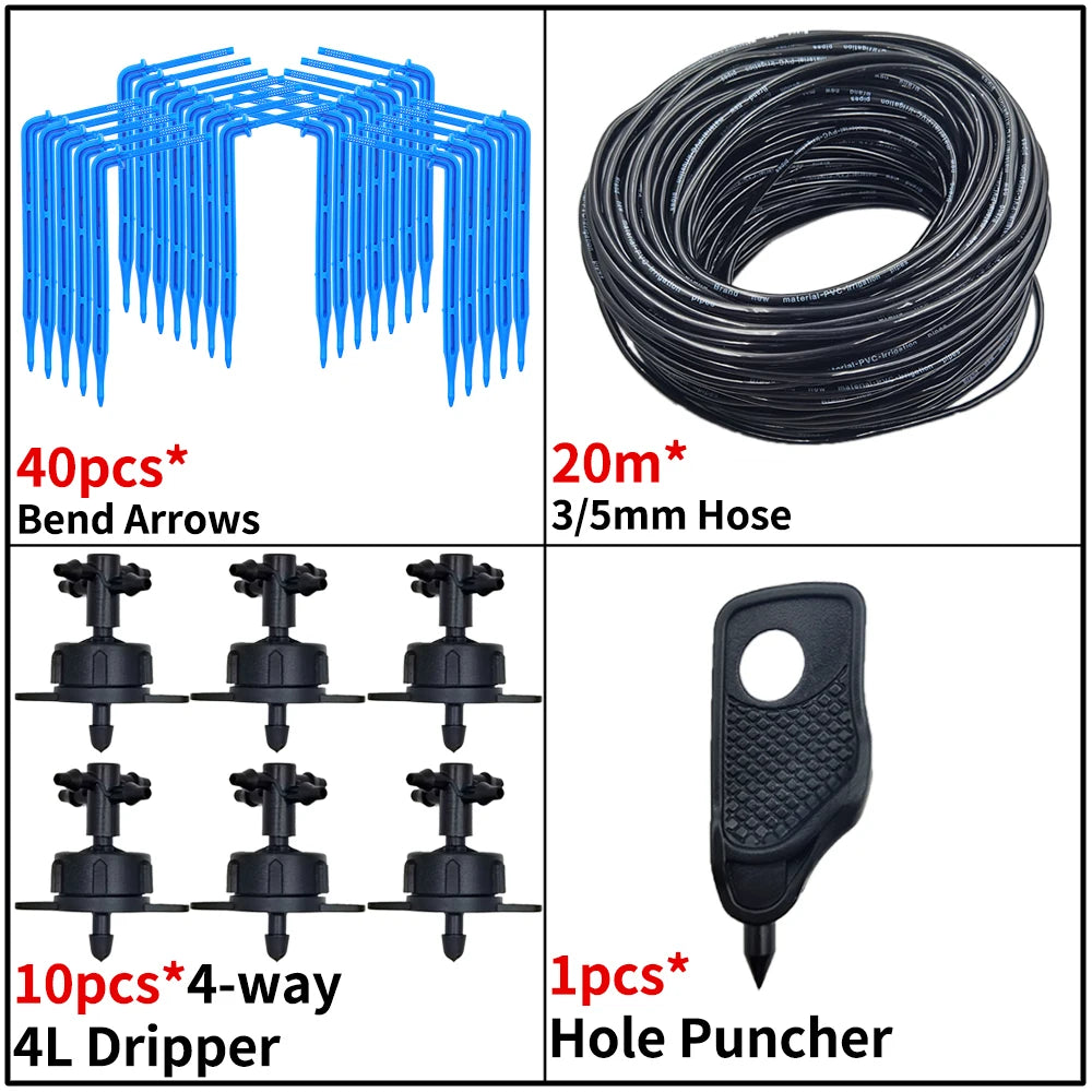 Kit d’Irrigation Goutte-à-Goutte 2 ou 4 Voies – Flèches Drip 3/5mm pour Pot, Jardin et Serre