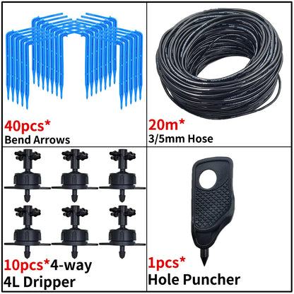 Kit d’Irrigation Goutte-à-Goutte 2 ou 4 Voies – Flèches Drip 3/5mm pour Pot, Jardin et Serre