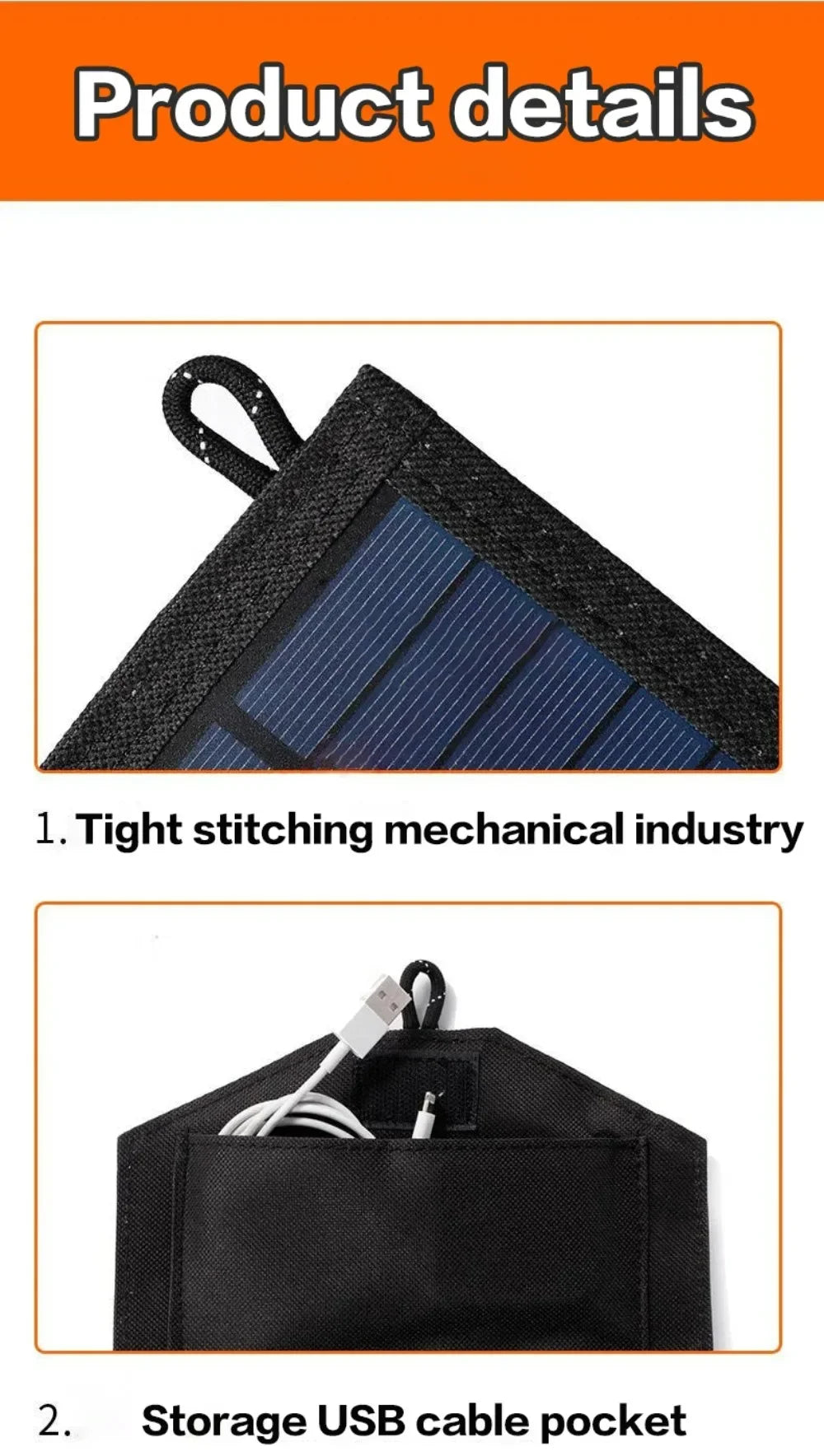 Panneau Solaire Pliable 6 Panneaux 20W – Chargeur USB 5V Portable pour Camping, Randonnée & Power Bank