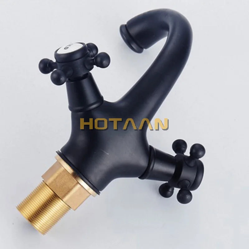 Robinet Lavabo Antique Laiton Massif 2 Poignées Rétro Mitigeur Vasque Eau Chaude Froide