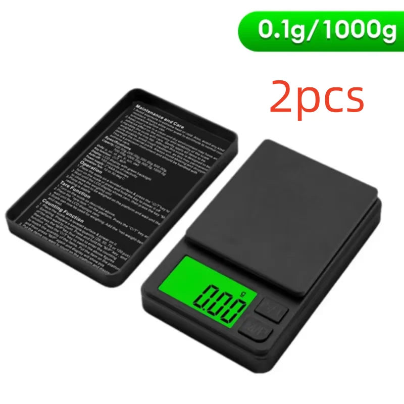 Balance de poche de précision 1000 g x 0,1 g - Balance numérique pour aliments, bijoux et grains avec écran LCD rétroéclairé - Mini balance de voyage 