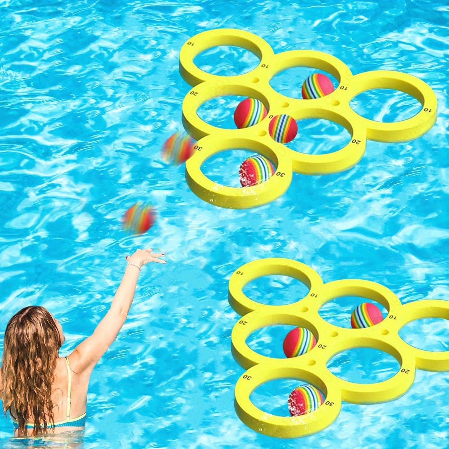 Jeu de Lancer pour Piscine – Set Familial avec Balles Flottantes (1+10 pcs)