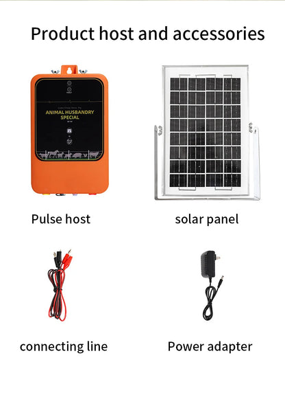 Électificateur de clôture électrique solaire 10 km – 12KV, 1.2J, Batterie 6Ah | Prise EU/US