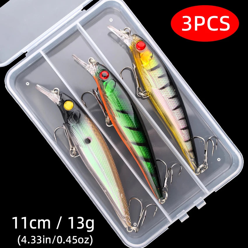 Leurre Pêche Minnow Laser 11cm 13g Poisson Nageur Crankbait Carnassier Brochet Perche Wobbler