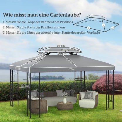 Toit de Remplacement Pavillon de Jardin 3x4m – Polyester 180g/m² Anti-UV | Outsunny