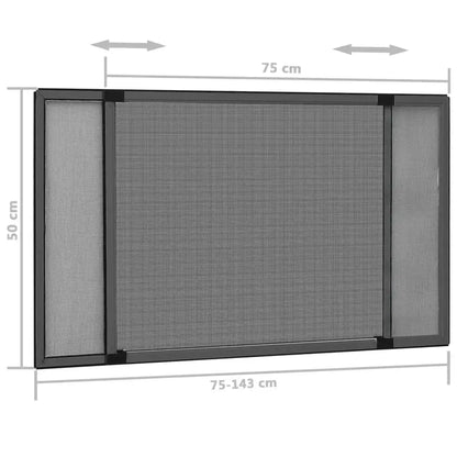 Moustiquaire Extensible pour Fenêtre vidaXL – Cadre Aluminium, (75-143)x50 cm, Sans Perçage