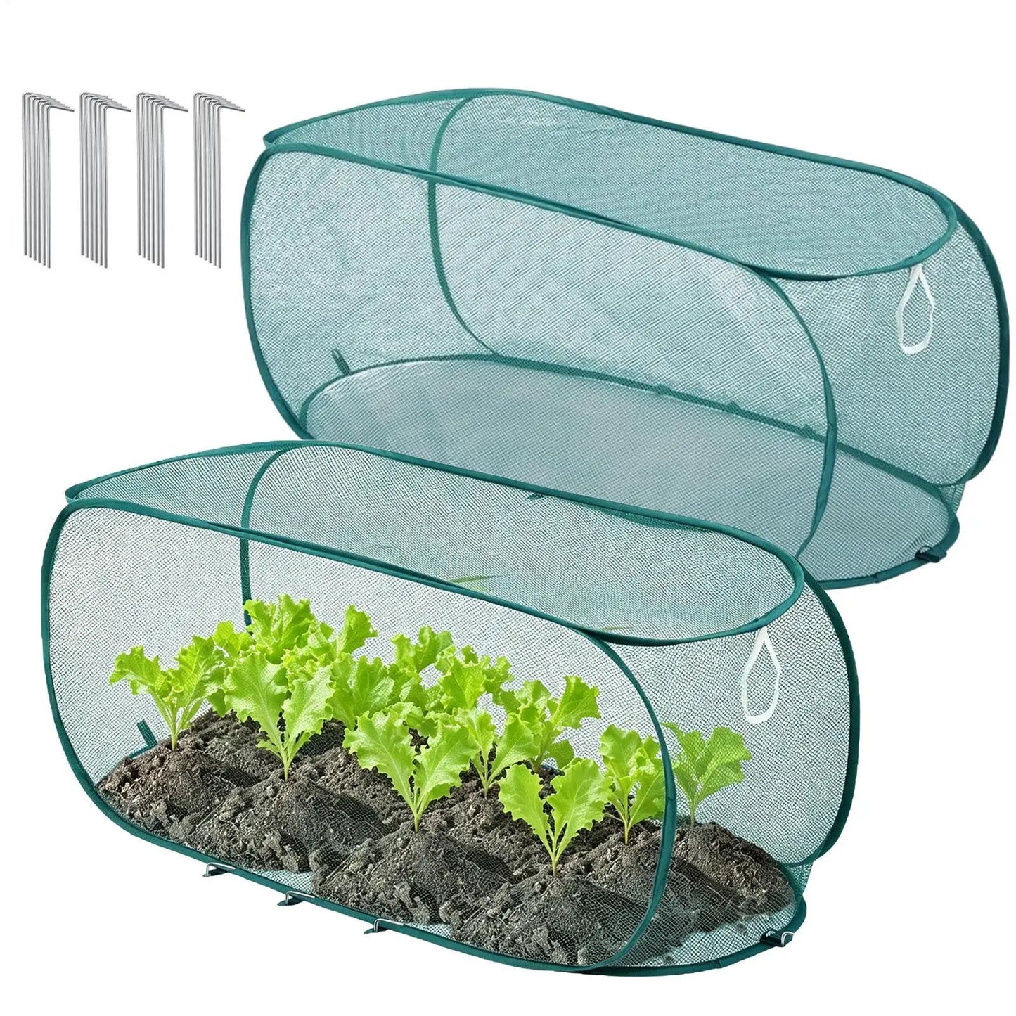 Filet de Protection Plantes Pop-Up Nylon – Lot de 2, 100x45x40cm, Anti-Oiseaux et Animaux, Jardin et Serre