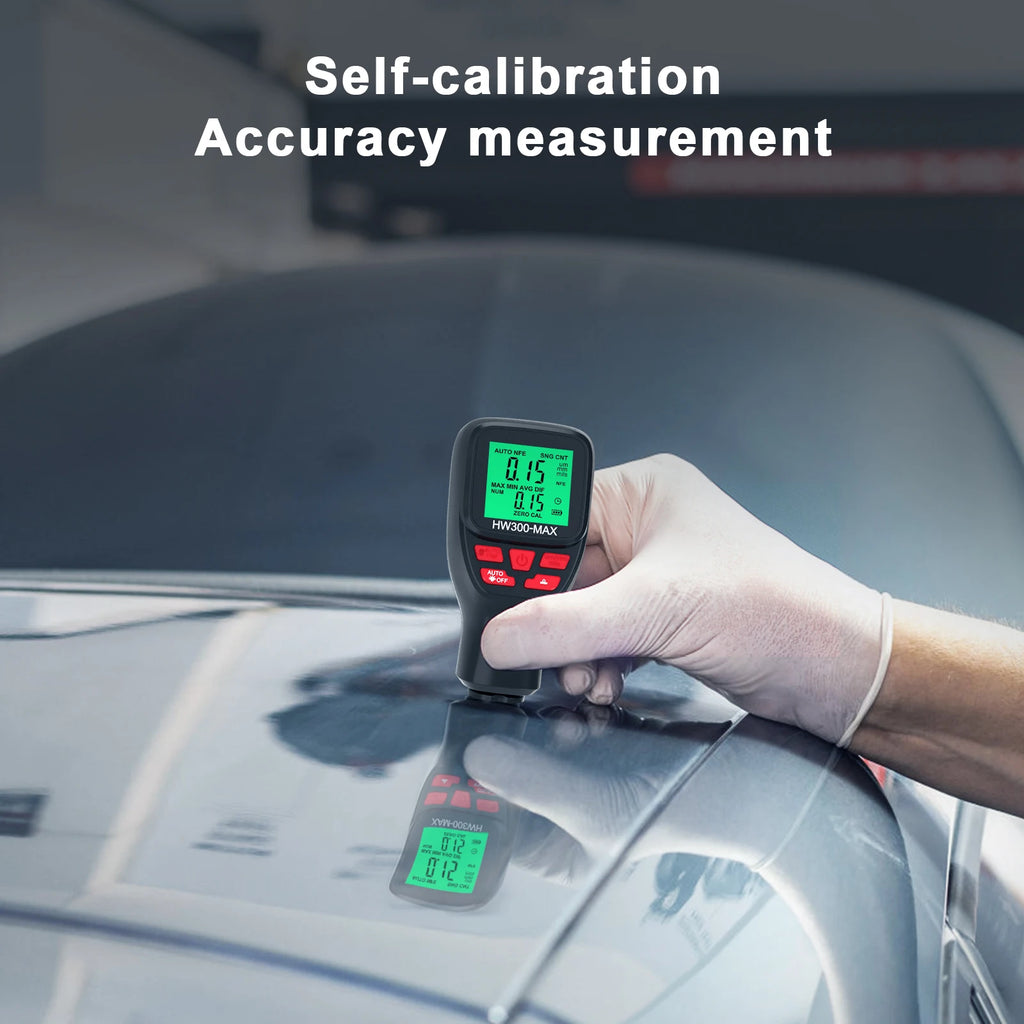 HW300-MAX Car Coating Thickness Gauge 0-2000UM Car Paint Film Thickness Tester Paint DFT Measuring Meter Digital Backlight