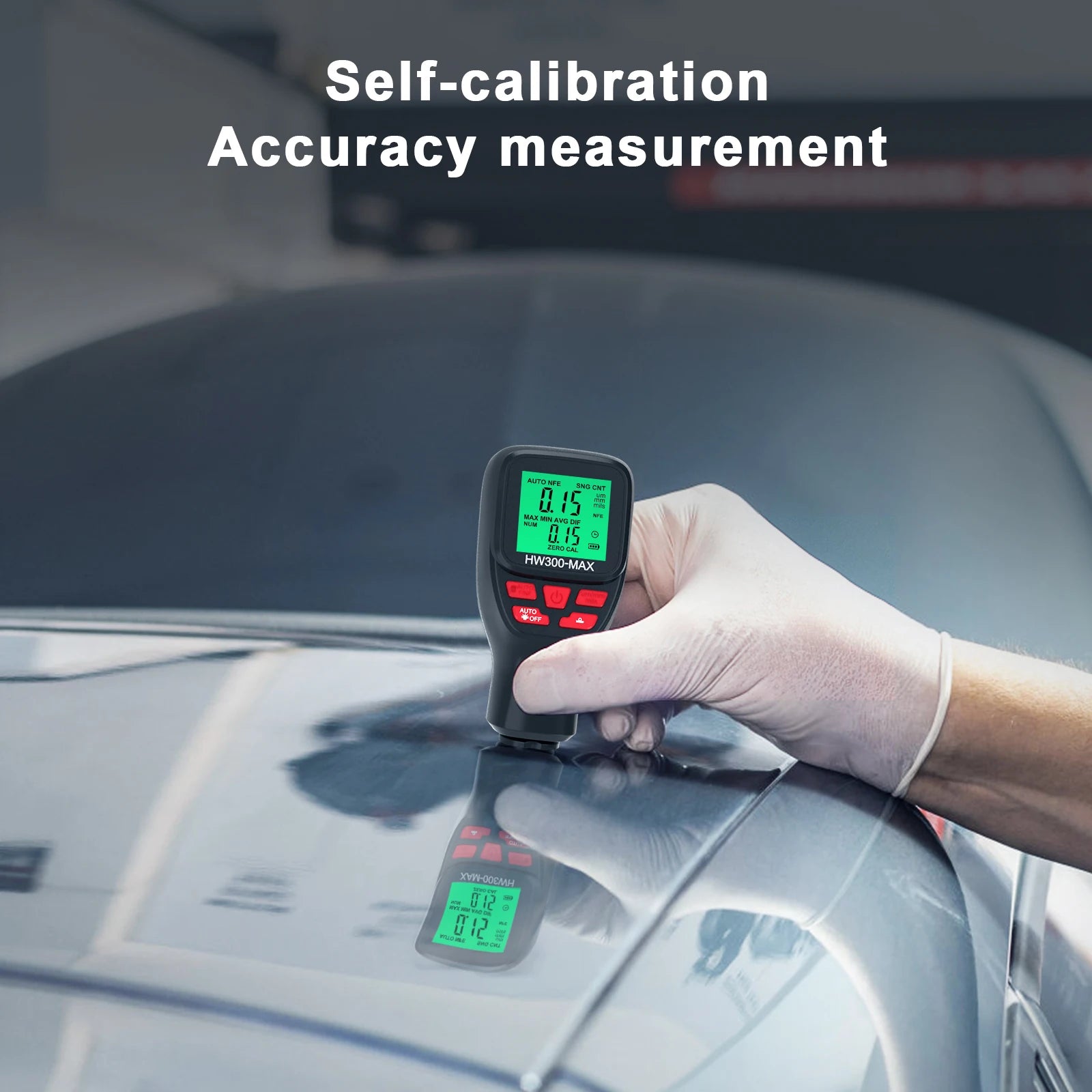 HW300-MAX Car Coating Thickness Gauge 0-2000UM Car Paint Film Thickness Tester Paint DFT Measuring Meter Digital Backlight