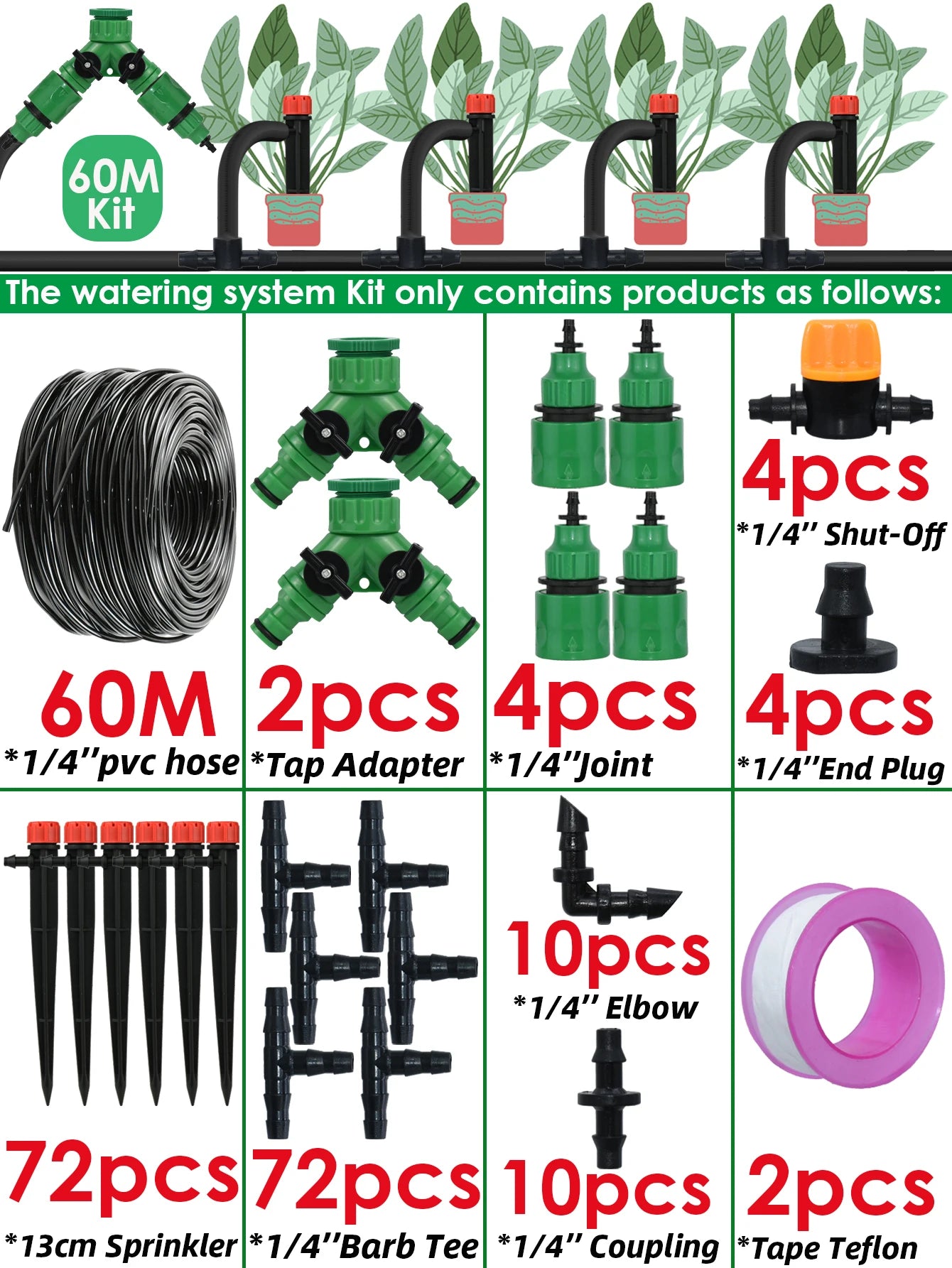 KESLA 5M-50M Automatic Watering Drip Irrigation System Garden Hose DIY Micro Drip Watering Kits w/ Adjustable Sprinkler Dripper