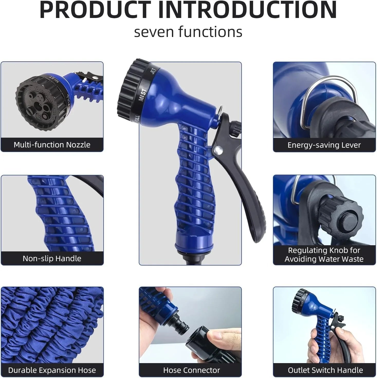 Tuyau d'Arrosage Extensible 30m (100ft) - Léger, Flexible, Anti-Nœuds avec Pistolet Haute Pression