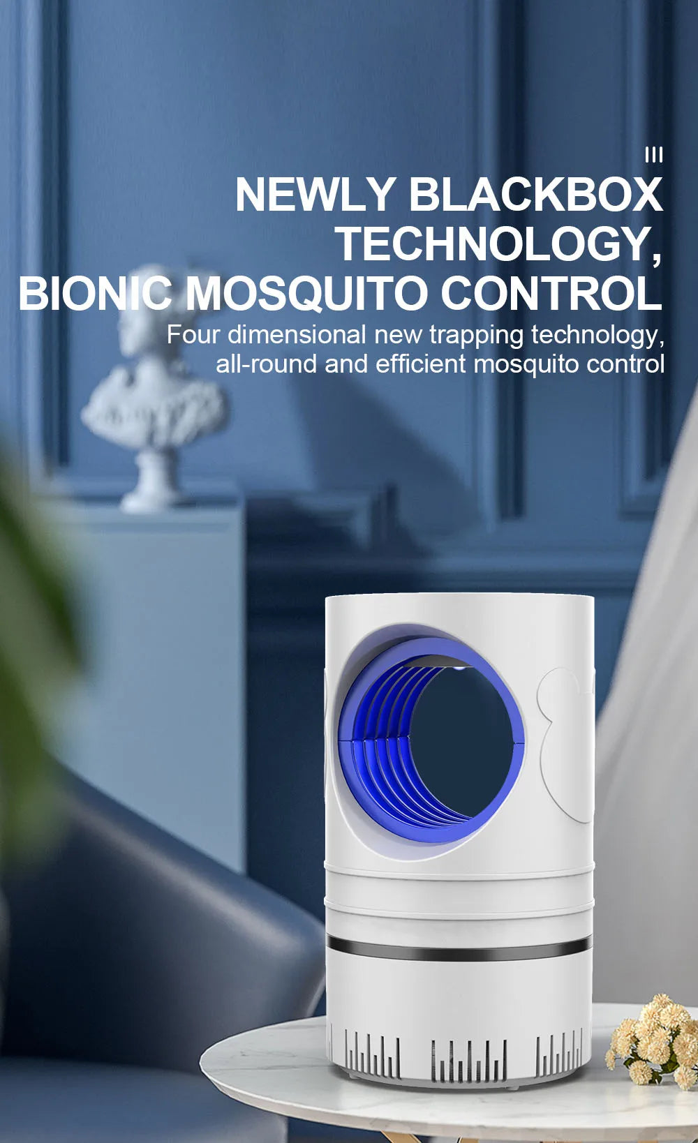 Piège à Moustiques USB LED – Lampe Anti-Insectes 360° à Aspiration