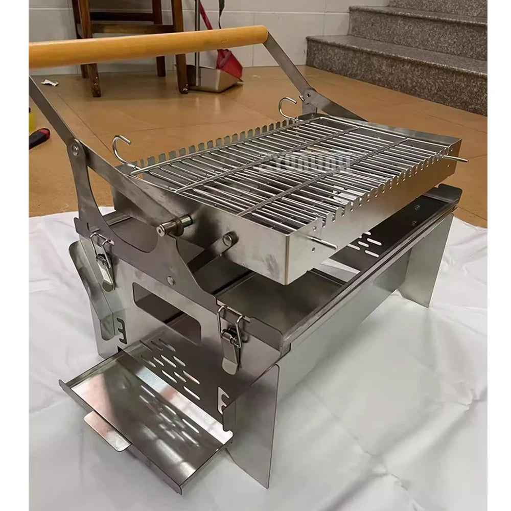 Barbecue à Charbon Rotatif avec Grille Retournable – Démontable | Jardin & Terrasse