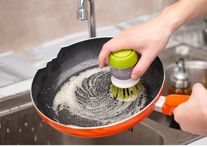 Brosse à Vaisselle avec Distributeur de Savon Intégré – Tête Remplaçable, Support Inclus