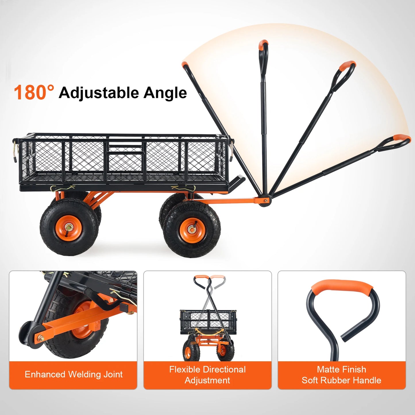 Chariot de Jardin Basculant SucceBuy – 180 kg ou 400 kg, Roues 25 cm, Panneaux Amovibles
