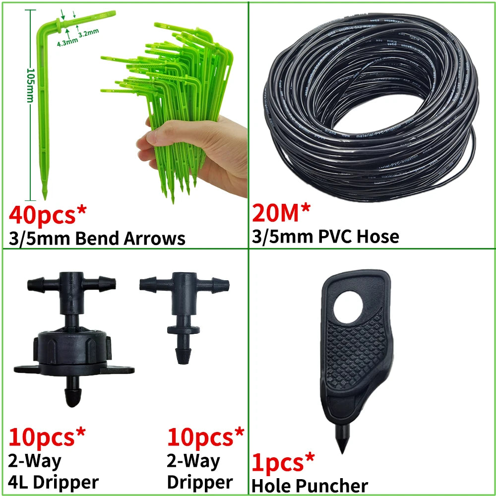 Kit d’Irrigation Goutte-à-Goutte 2 ou 4 Voies – Flèches Drip 3/5mm pour Pot, Jardin et Serre