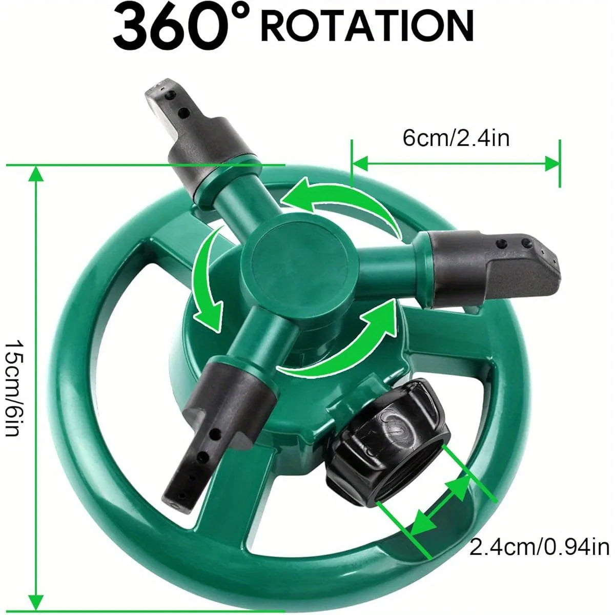 Arroseur Rotatif 360° Réglable – Grande Couverture, Pelouse, Jardin & Potager