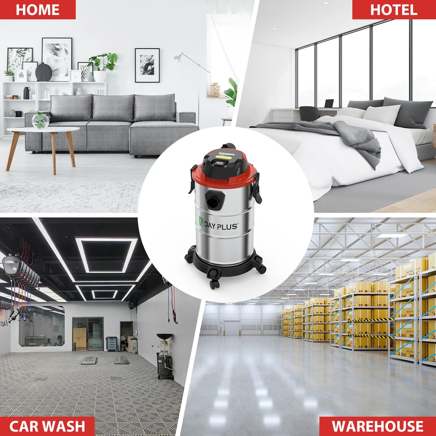 Aspirateur Eau et Poussière Industriel 20L 1200W – Fonction Soufflerie, Série Complète d'Accessoires