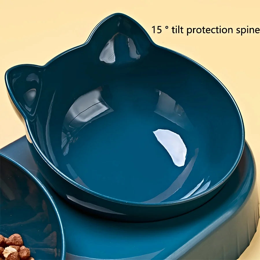Gamelle Chat 3 en 1 avec Distributeur d'Eau — Design Oreilles, Inclinée, Protection Cervicale