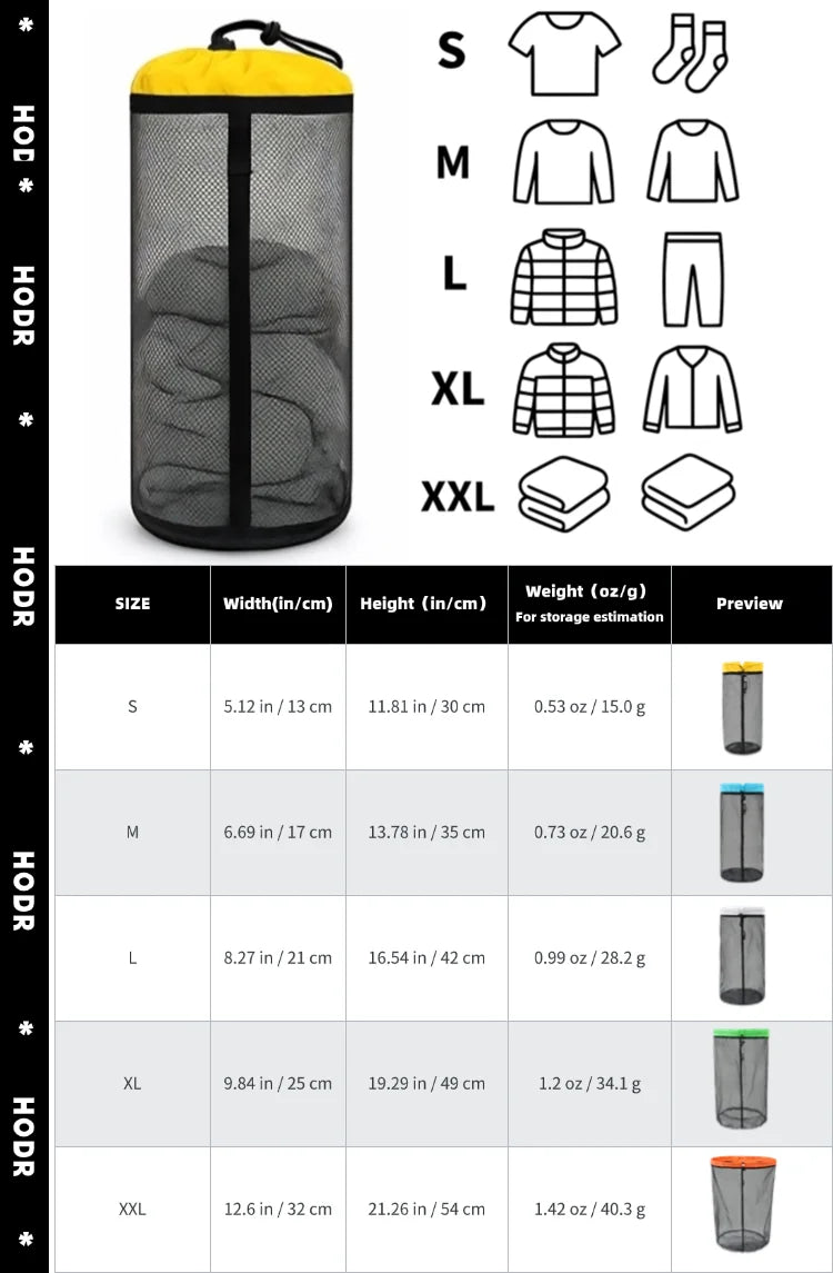 Sacs en Maille Ultralégers HODR –Lot de 5 Tailles 