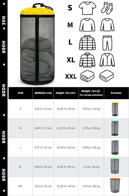 Sacs en Maille Ultralégers HODR –Lot de 5 Tailles 