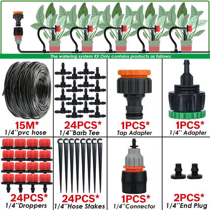 Kit Irrigation Goutte-à-Goutte KESLA – Tuyau 4/7mm, Programmateur & Capteur Pluie (5M à 50M)