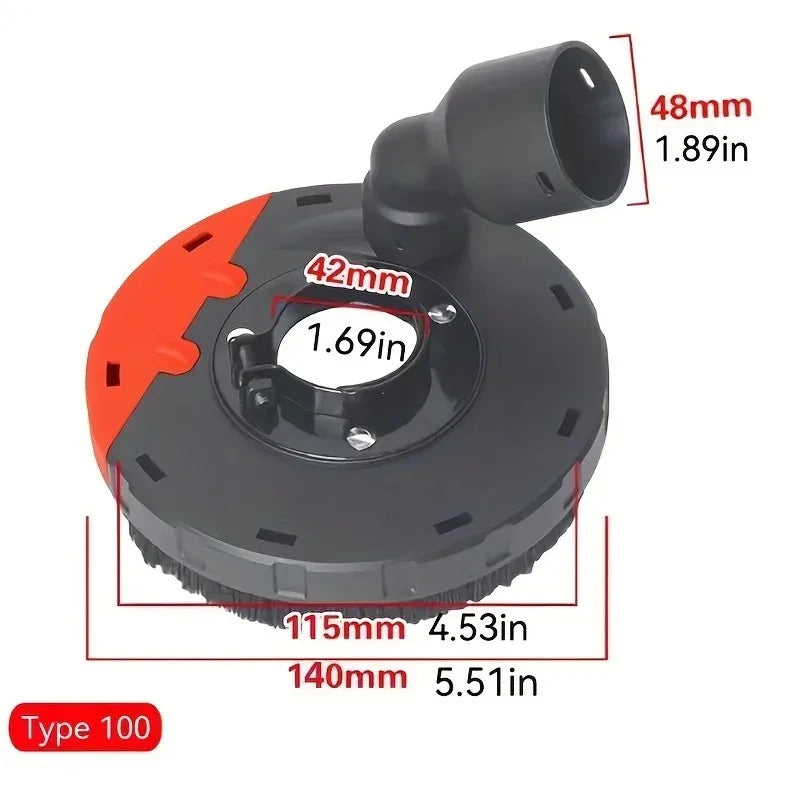 Carter Protection Poussière Meuleuse 100-125mm Capot Aspiration Béton Pierre Coupe Disque