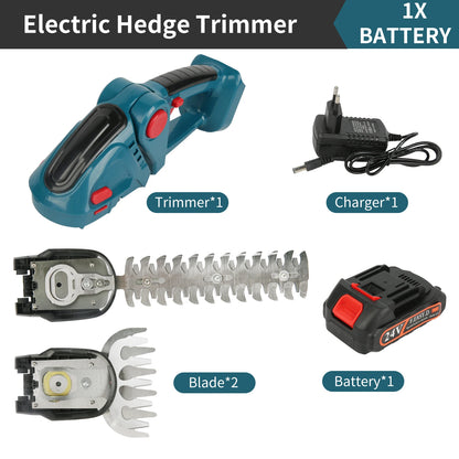 Taille-Haies & Cisaille à Gazon Électrique Sans Fil 2-en-1 – 20 000 tr/min, Rechargeable, 750g