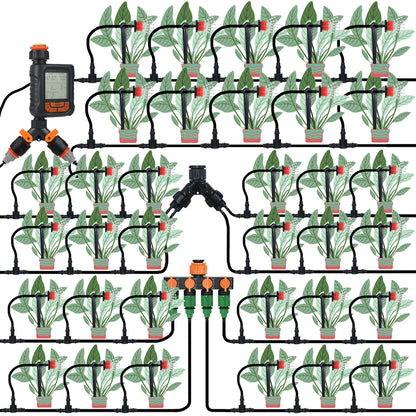 Kit Irrigation Goutte-à-Goutte KESLA – Tuyau 4/7mm, Programmateur & Capteur Pluie (5M à 50M)