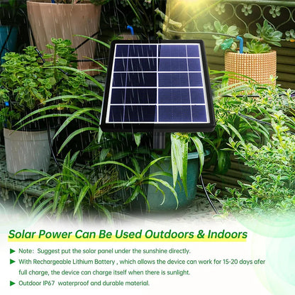 Kit d’Irrigation Solaire Automatique Goutte-à-Goutte – IP65, 30 Durées, 7 Intervalles, Jardin et Balcon