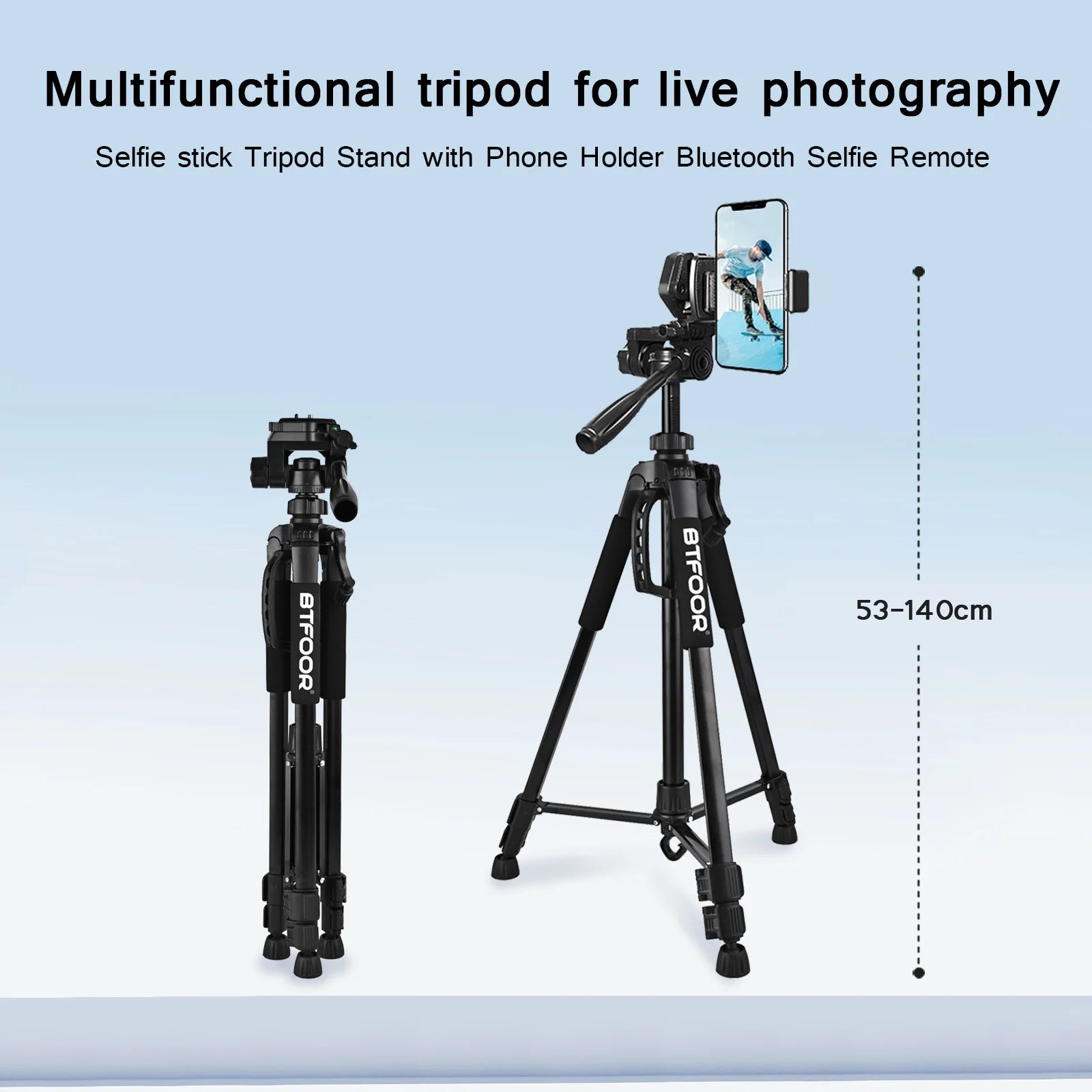 Trépied Professionnel Aluminium 140cm pour Appareil Photo et Smartphone