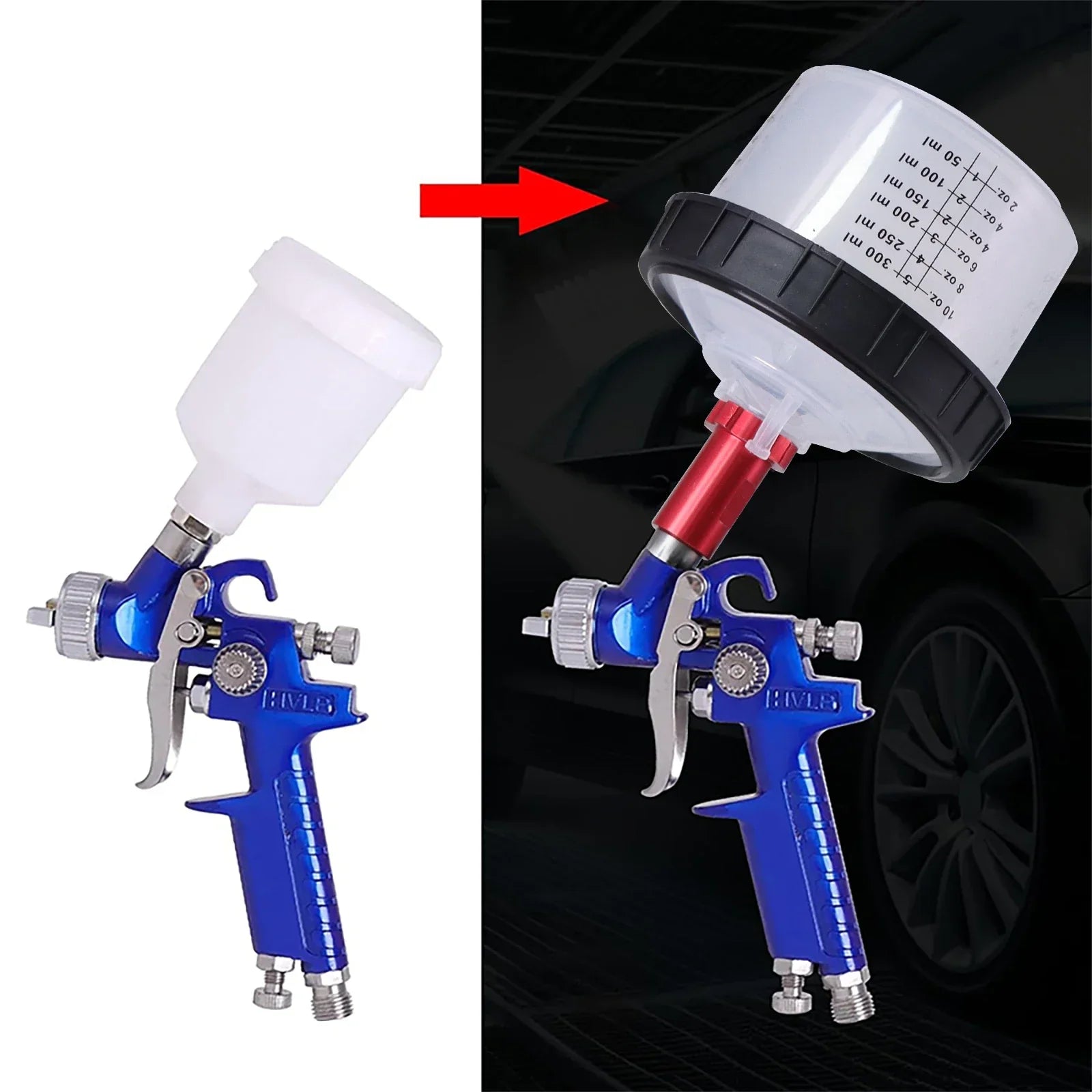 Pistolet à Peinture HVLP H-2000 Mini Aérographe 0.8mm 1.0mm Pneumatique Professionnel Auto Carrosserie - APPRO-DISTRI