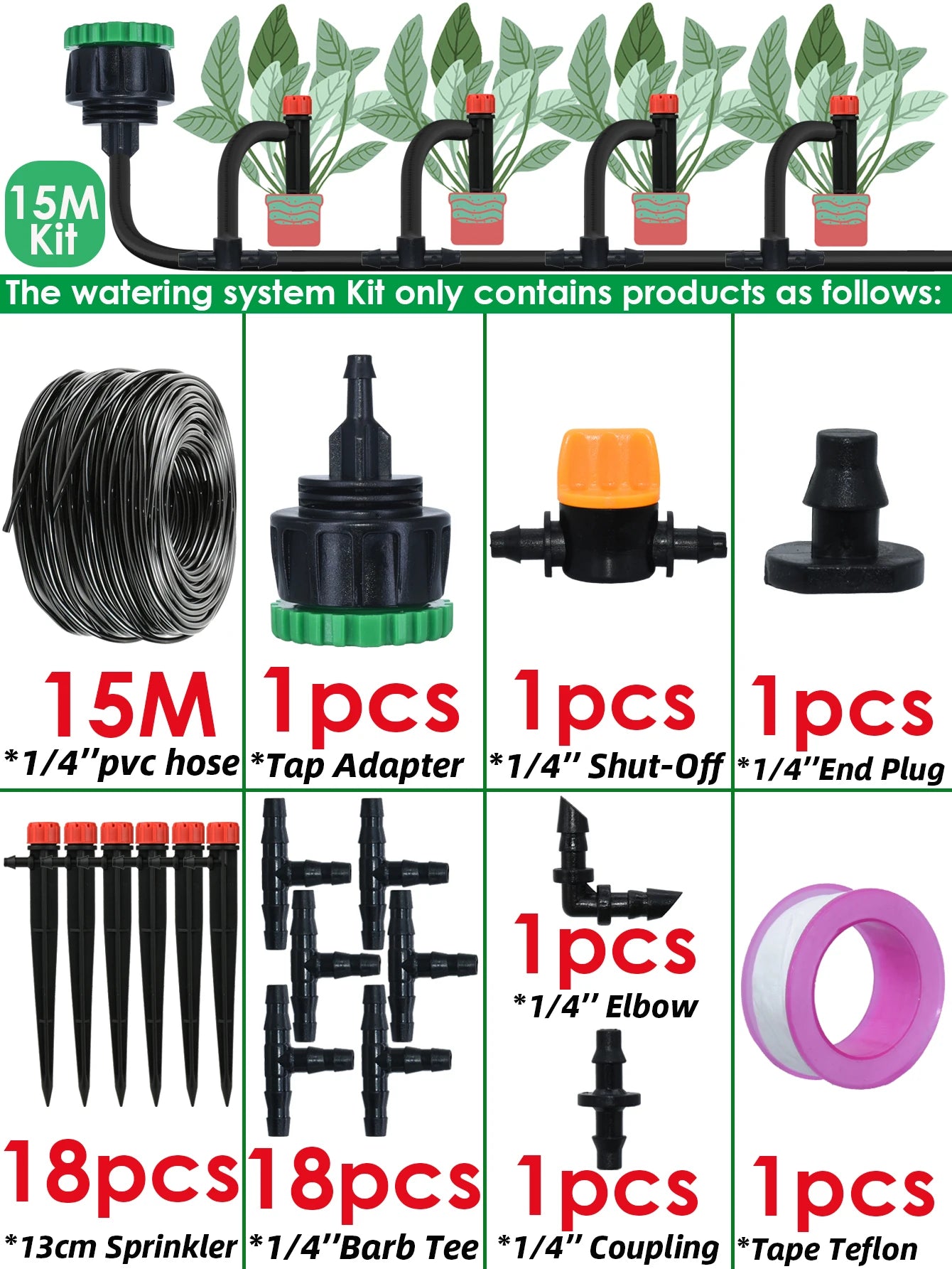 KESLA 5M-50M Automatic Watering Drip Irrigation System Garden Hose DIY Micro Drip Watering Kits w/ Adjustable Sprinkler Dripper