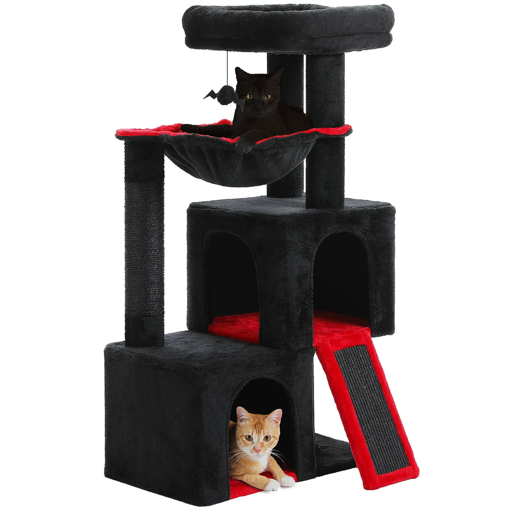 Arbre à Chat XXL Multi-Niveaux - Tour avec Griffoirs Sisal, 2 Niches, Jouets Intégrés