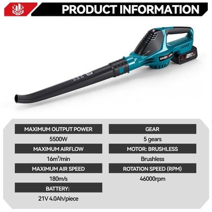 Souffleur de Feuilles Sans Fil Brushless 5500W – Compatible Batterie Makita | ONEVAN