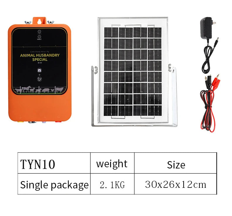 Électificateur de clôture électrique solaire 10 km – 12KV, 1.2J, Batterie 6Ah | Prise EU/US