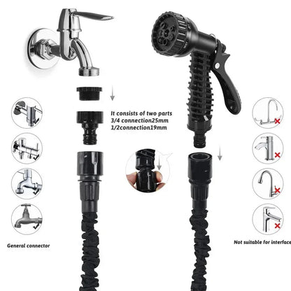 Tuyau d'Arrosage Extensible avec Pistolet Haute Pression 7 Modes