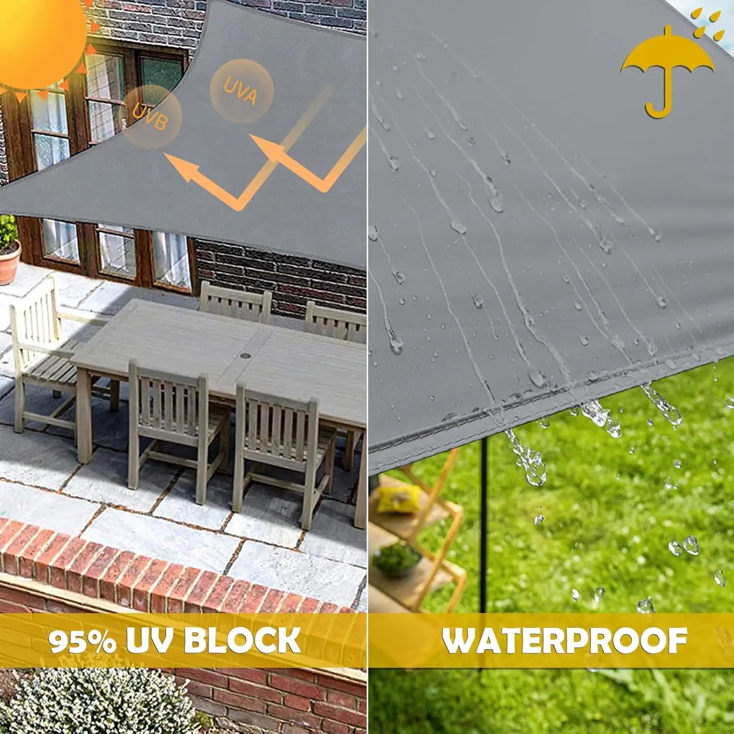 Voile d'Ombrage Triangulaire Imperméable Oxford – Anti-UV 98% | Terrasse, Jardin, Pergola
