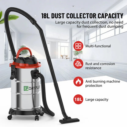 Aspirateur Eau et Poussière Industriel 20L 1200W – Fonction Soufflerie, Série Complète d'Accessoires