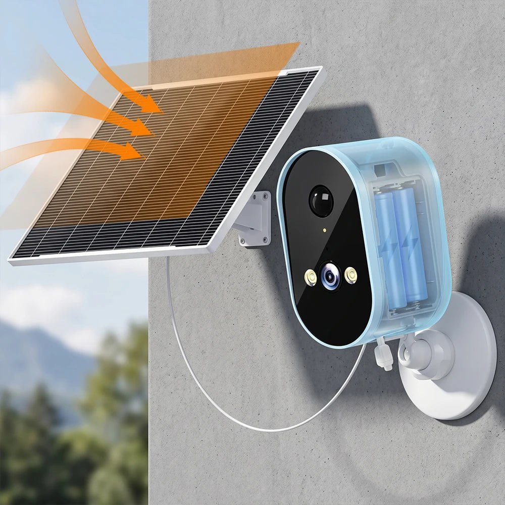Caméra de Surveillance Solaire WiFi Extérieure 1080p – Alarme Automatique, Vision Nocturne & Application Mobile