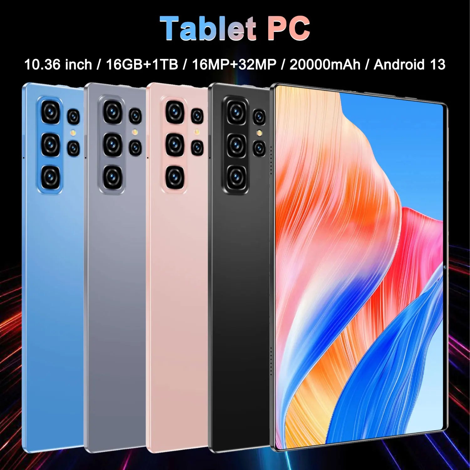 Tablette S11 Ultra Android 13 - 10.36" 16GB RAM 1TB ROM, 14 Cœurs, 20000mAh, WiFi