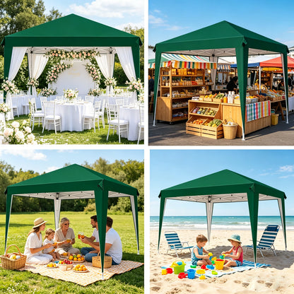 Kiosque Pliant Pop-Up 3x3 m – Toile Oxford 420D UPF 50+, Imperméable, Sac de Transport Inclus