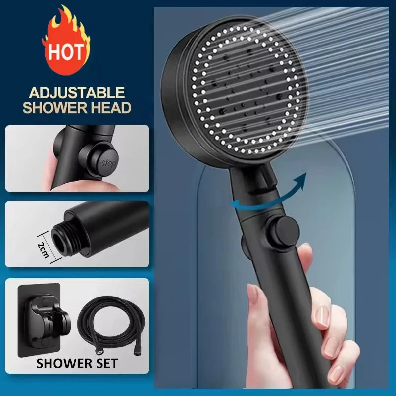 Pommeau de Douche Haute Pression 5 Modes – Économie d'eau, Réglable, Inox & ABS