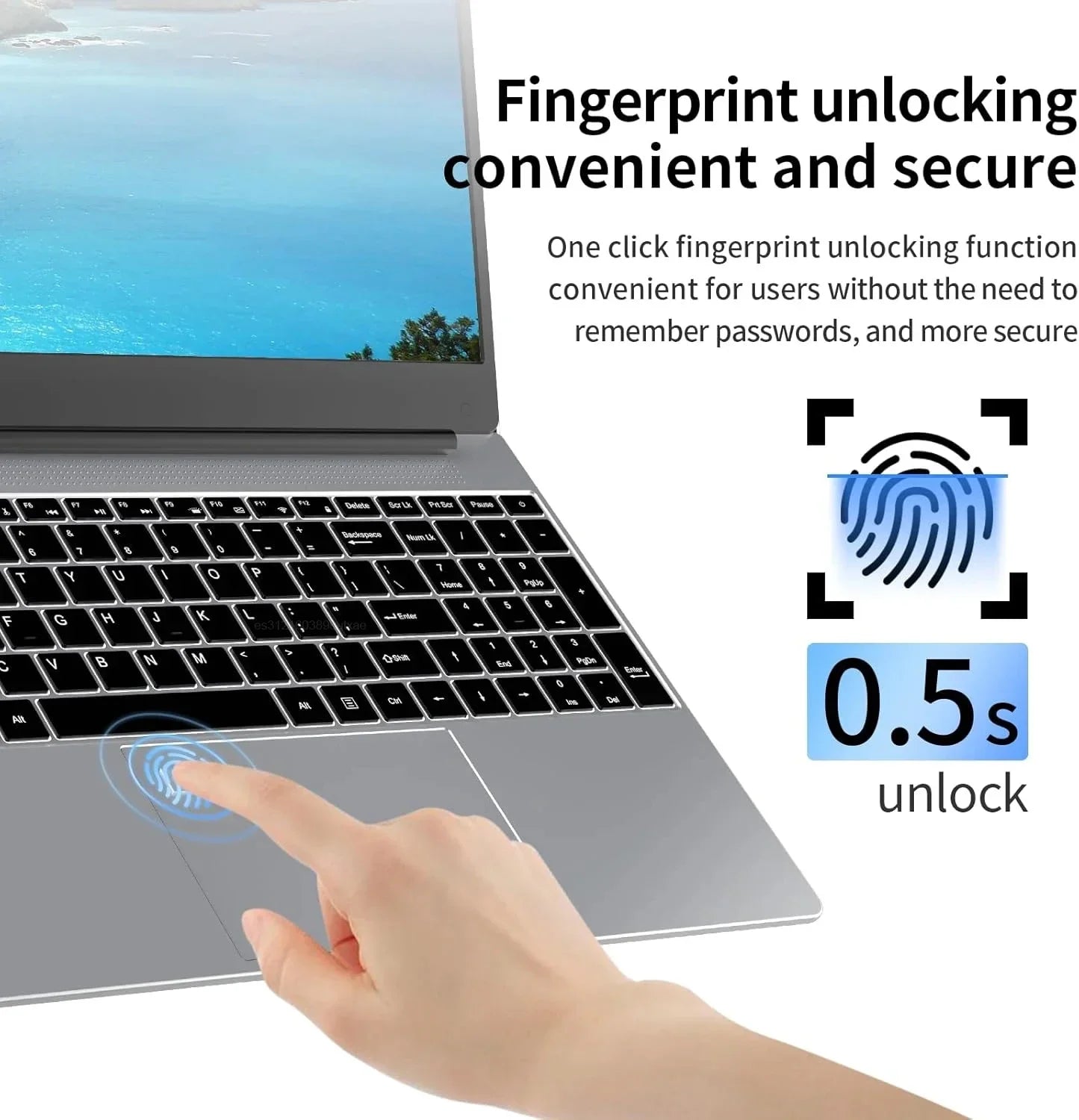 PC Portable 15.6" Intel N95 - 32GB RAM, 2TB SSD, Windows 11, Rétroéclairé, Empreinte Digitale