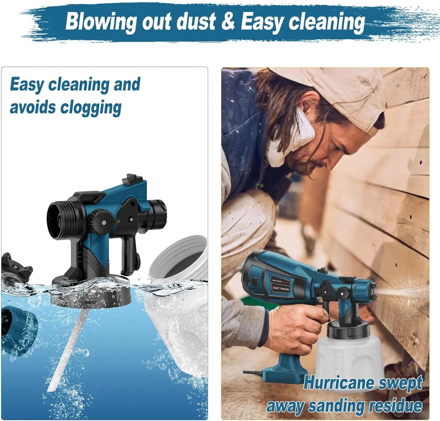 Pistolet à Peinture Électrique 850W HVLP 1400ml 4 Buses Pulvérisateur Professionnel Maison Auto