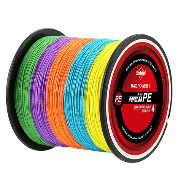Tresse Pêche SeaKnight TriPoseidon 4 Brins 300m PE 8-60LB Multifilament Carpe Carnassier