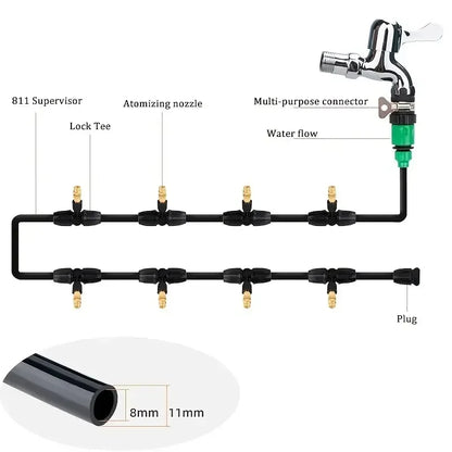 Système d'arrosage automatique 5-20m – Kit d'irrigation par aspersion pour jardin et plantes en pot