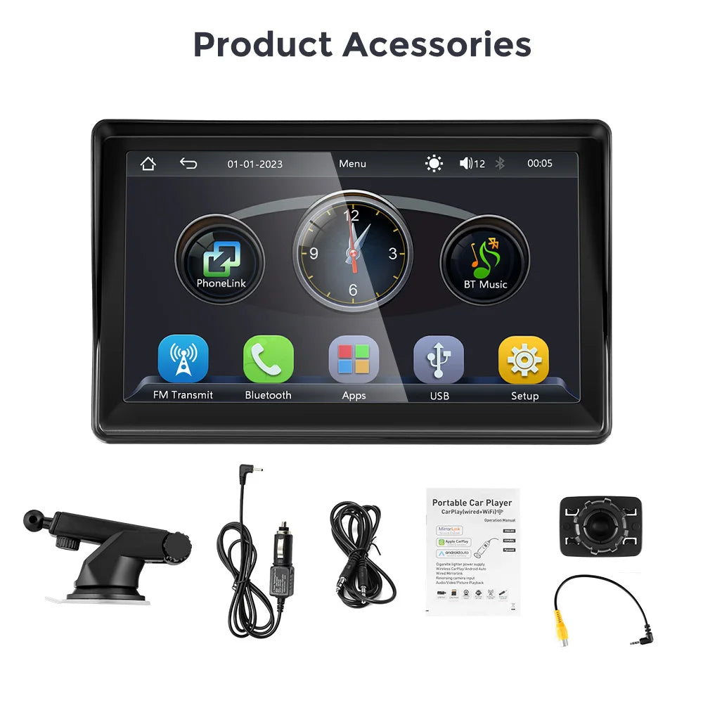 Autoradio Portable 7" Tactile CarPlay Android Auto - Bluetooth FM - Gearelec