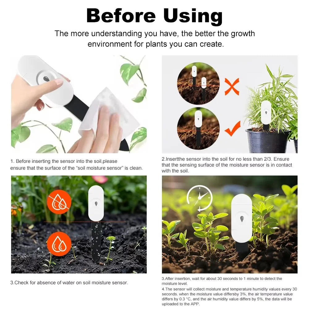 Capteur d'Humidité du Sol ZigBee Tuya – Température & Humidité | Jardin Connecté